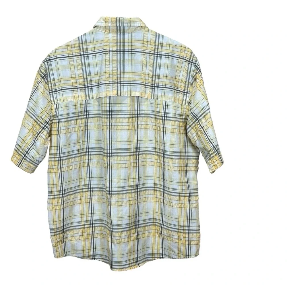 Woolrich Men's Catalyst Vented Hiking Fishing Shirt M Yellow Plaid Short Sleeve